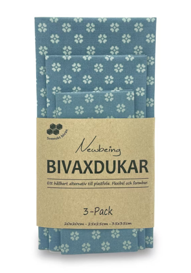 Bivaxdukar 3-pack Blå Blomma
