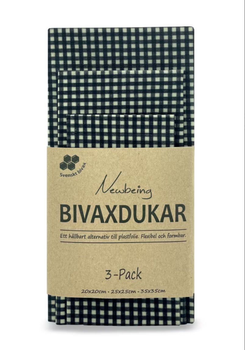 Bivaxdukar 3-pack Grå Rutan