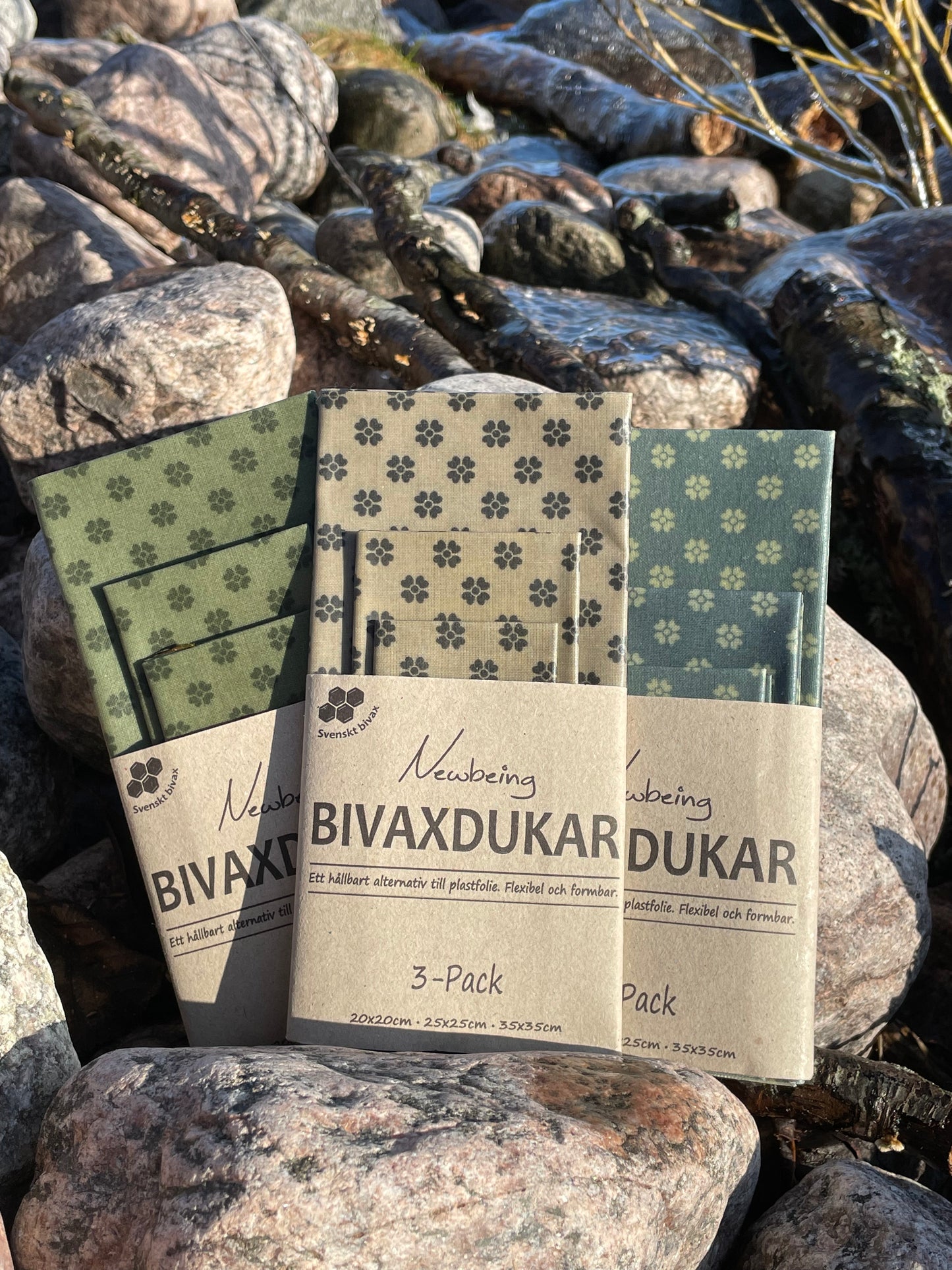 Bivaxdukar 3-pack Grön Blomma